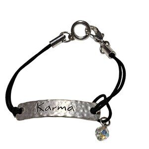 Handcrafted Karma Bracelet Crystal Charm Adjustable Black Cord Fashion Jewelry